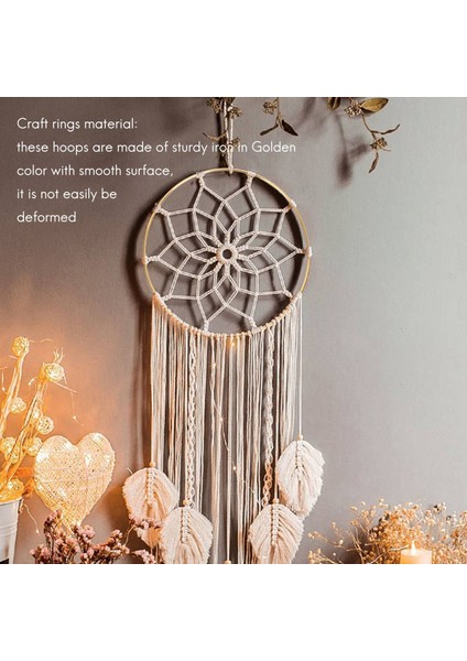 8pcs 8 Inç Rüya Catcher Yüzükler Metal Çemberler Makrome Yüzüğü El Sanatları ve Dream Catcher Malzemeleri, Altın (Yurt Dışından) fiyatları