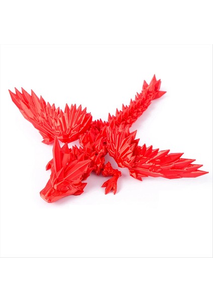 3D Baskılı Taş Ejderha Gradyan Üst Düzey Figür Çevre Dostu Kristal Ejderha Modaya Gizli Oyuncak Figürü, Kırmızı (Yurt Dışından)