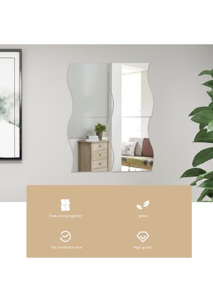 6 Adet 3D Dalga Ayna Etiketi Diy Gümüş Duvar Ayna Etiketi Akrilik Duvar Çıkartması Çıkarılabilir Yansıtıcı Stickers Ev Dekor (Yurt Dışından) fiyatları