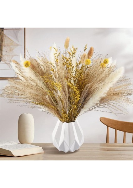 Pampas Çim Dekor 65PCS 17.5 Inç Doğal Kurutulmuş Pampas Bitkileri -Kuffy Kurutulmuş Çiçekler ve Beyaz Pampas ve Doğal Reed Çim (Yurt Dışından) modelleri
