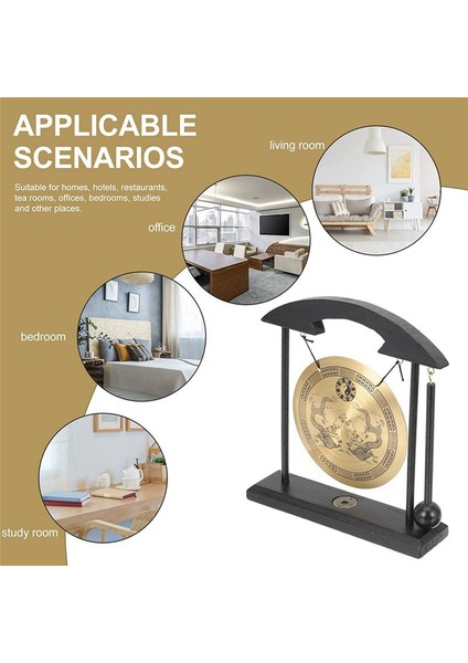 Masaüstü Gong - Feng Shui Pirinç Gong Stand ve Mallet, Hassas Çin Ev Dekoru, Double Dragon ile Masaüstü Süsleme (Yurt Dışından) modelleri
