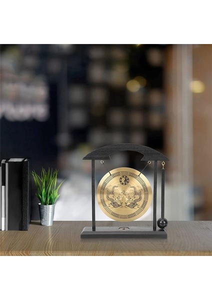 Masaüstü Gong - Feng Shui Pirinç Gong Stand ve Mallet, Hassas Çin Ev Dekoru, Double Dragon ile Masaüstü Süsleme (Yurt Dışından) indirimleri