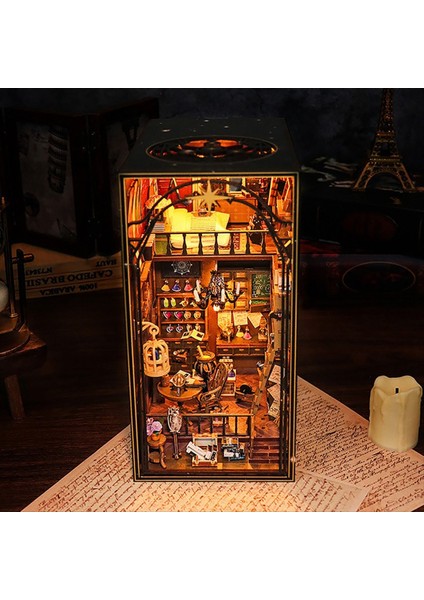 Dıy Kitap Nook Kiti Ahşap Bebek Evi 3D Bulma Bulma Montaj Modeli Inşaat Kitap Ana Dekorasyon (Yurt Dışından) indirimleri