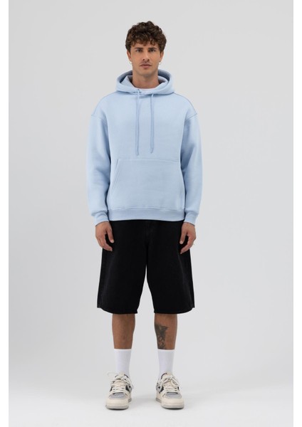 Basic Oversize Kapüşonlu Sweatshirt Bebe Mavi fiyatları