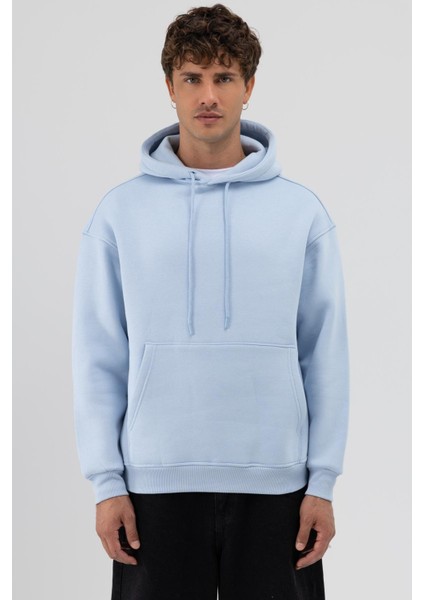 Basic Oversize Kapüşonlu Sweatshirt Bebe Mavi modelleri