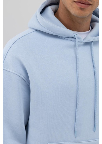 Basic Oversize Kapüşonlu Sweatshirt Bebe Mavi indirimleri