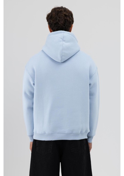Basic Oversize Kapüşonlu Sweatshirt Bebe Mavi