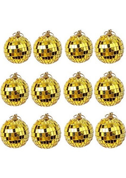12 Parçalı Ayna Disko Topu Dekorasyonu, Parti Veya Dj Aydınlatma Efektleri, Ev Dekorasyonu, Sahne Sahne Sahne (2 Inç, Altın) (Yurt Dışından)