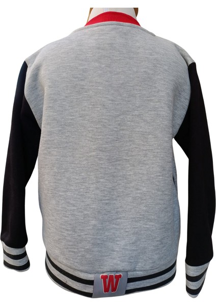 Erkek Çocuk Kolej Mont Gri Siyah W Nakışlı Şardonlu Tam Kalıp modelleri