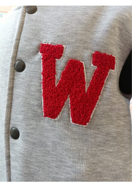 Erkek Çocuk Kolej Mont Gri Siyah W Nakışlı Şardonlu Tam Kalıp fırsatları