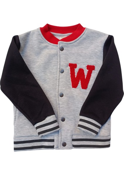 Erkek Çocuk Kolej Mont Gri Siyah W Nakışlı Şardonlu Tam Kalıp indirimleri