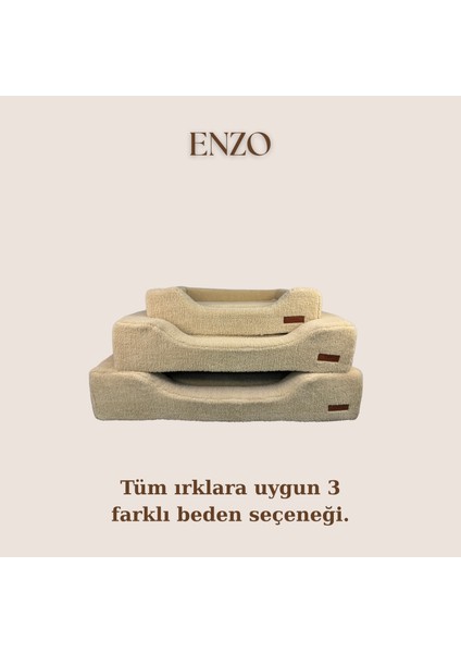 Enzo, Ortopedik Süngerli, Çıkarılabilir Kılıflı, Su Geçirmez Alezli, Tasarım Kedi ve Köpek Yatağı