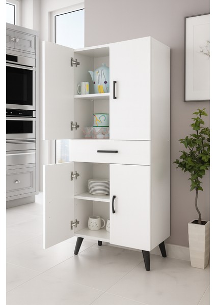 4 Kapaklı Çekmeceli Mutfak Dolabı | Banyo Dolabı | Çok Amaçlı Dolap - Sonomo