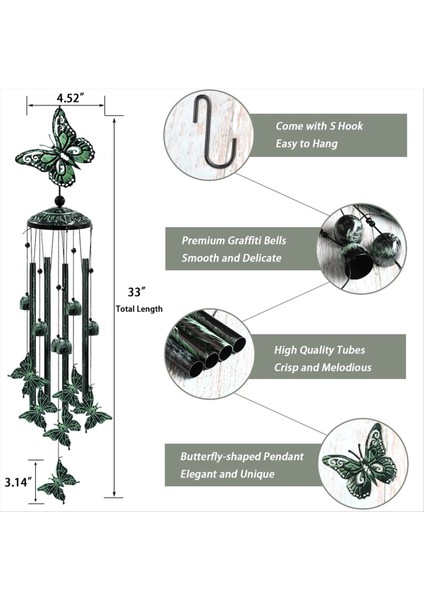 Açık hava rüzgar çanları, açık hava kelebek rüzgar çanları, bayanlar için doğum günü hediyeleri, bahçe sundurma avlusu ev dekorasyonu (Yurt Dışından) indirimleri