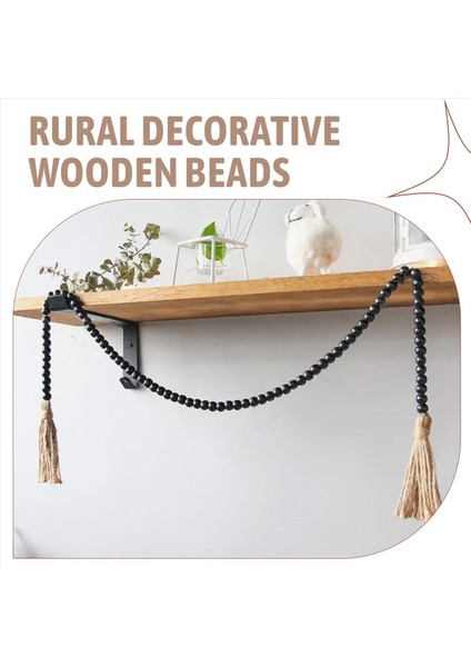 Ahşap Boncuk Çelenk Çiftlik Evi Dekor Ahşap Boncuklar Püskül Boho Duvar Rustik Ev Sehpa Dekoru Boncuklar (Yurt Dışından) fırsatları