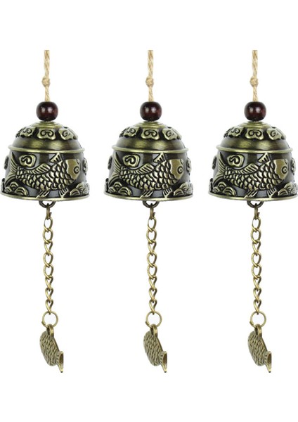 Vintage Oyulmuş Rüzgar Çanları Avlu Bahçe Dekoratif Rüzgar Çanları Açık Kolye Tapınak Süsleri Balık Desen (Yurt Dışından)