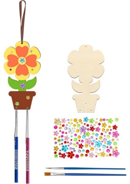 Çocuk Rüzgar Zil Süsleri DIY Boyalı Doğum Günü Partisi Sanat Aktivitesi Dekorasyon Kolye, Çiçek Seti (Yurt Dışından)