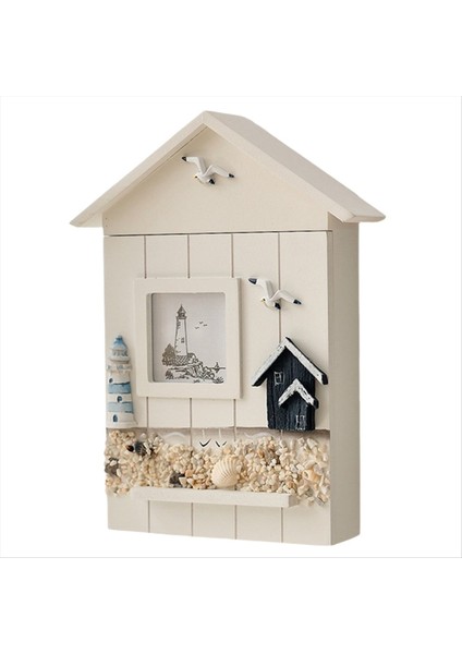 Duvara Monte Kabine Anahtar Raf, Ahşap Ev Anahtar Depolama Kutusu, Akdeniz Tarzı Model Heykel Ev Duvar Dekor Deniz Feneri (Yurt Dışından)