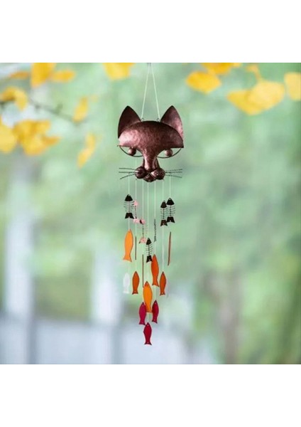 Metal Kedi Balık Rüzgar Çanları Balık Kedi Dökme Demir Rüzgar Çanları Vintage Metal Rüzgar Çanları Açık Hava Yatıştırıcı Melodi Bahçe (Yurt Dışından) modelleri