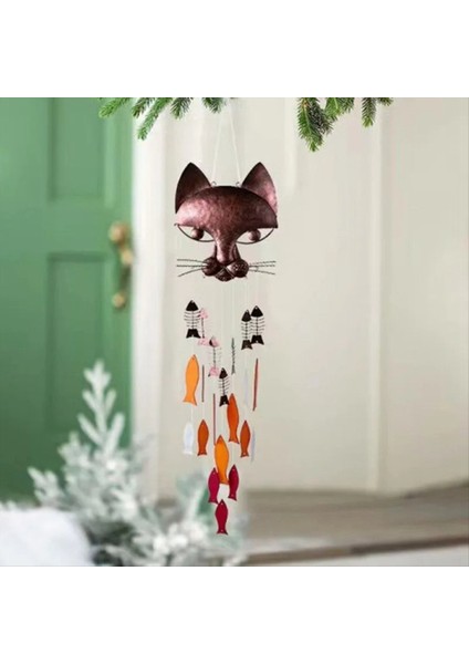 Metal Kedi Balık Rüzgar Çanları Balık Kedi Dökme Demir Rüzgar Çanları Vintage Metal Rüzgar Çanları Açık Hava Yatıştırıcı Melodi Bahçe (Yurt Dışından) fırsatları