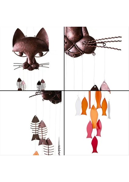 Metal Kedi Balık Rüzgar Çanları Balık Kedi Dökme Demir Rüzgar Çanları Vintage Metal Rüzgar Çanları Açık Hava Yatıştırıcı Melodi Bahçe (Yurt Dışından) indirimleri