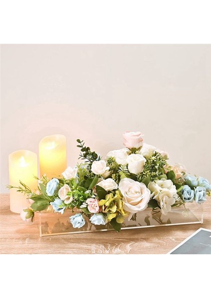 Temiz Akrilik Çiçek Vazo Dikdörtgen Çiçek Merkezi Yemek Tablosu 9.8 Inç Uzunluğunda Dikdörtgen Dekoratif Modern Vazo (Yurt Dışından) fırsatları