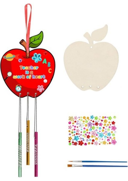 Çocuk Rüzgar Zil Süsleri DIY Boyalı Doğum Günü Partisi Sanat Aktivitesi Dekorasyon Kolye, Apple Set (Yurt Dışından)