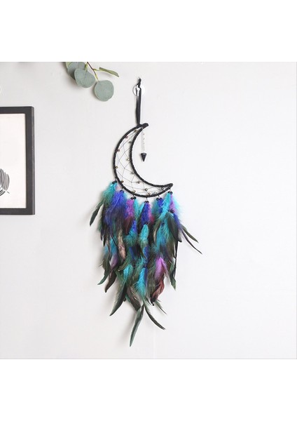 Moon Dreamcatcher, El Yapımı Tüy Dreamcatcher Boho Duvar Asma Süsleme Si Yatak Odası Partisi Dekorasyonu (Yurt Dışından) modelleri