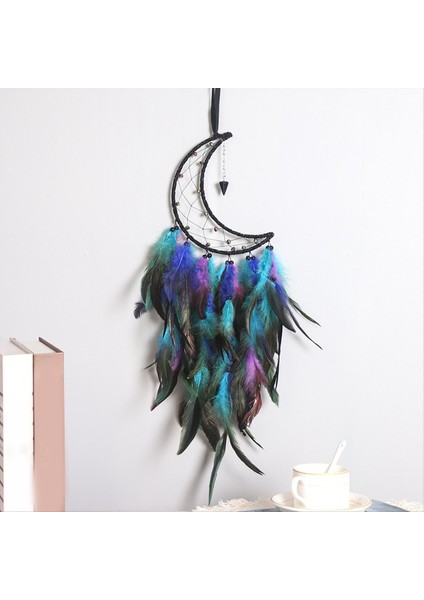 Moon Dreamcatcher, El Yapımı Tüy Dreamcatcher Boho Duvar Asma Süsleme Si Yatak Odası Partisi Dekorasyonu (Yurt Dışından) fırsatları