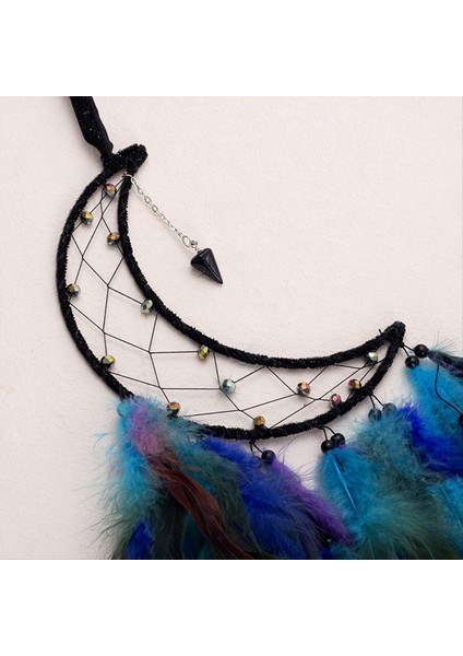 Moon Dreamcatcher, El Yapımı Tüy Dreamcatcher Boho Duvar Asma Süsleme Si Yatak Odası Partisi Dekorasyonu (Yurt Dışından) indirimleri