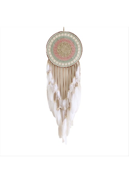 Dokuma Yuvarlak Dream Catcher Yatak Odası Için Tüy Püsküllü Asılı Dekorasyon Ev Dekoru Için Sevimli Kolye, B (Yurt Dışından)