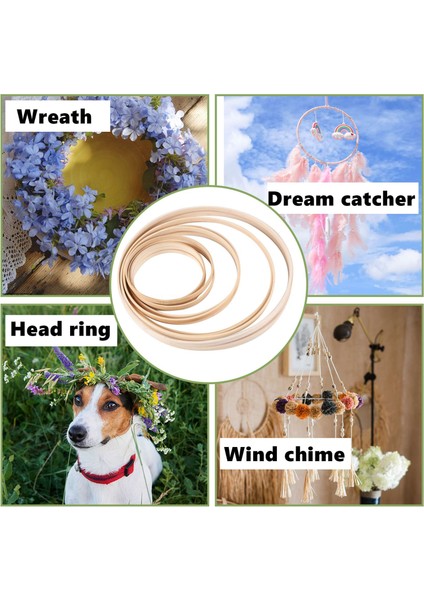 Ahşap Halkalar, Bambu Çiçek Çember Çelenk Yüzükleri Dıy Düğün Noel Çelenk Için Macrame Hoop Halkaları, Dream Catcher Crafts (Yurt Dışından) indirimleri