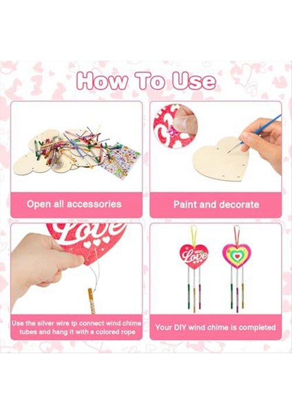 9 Paket Kalp Rüzgar Zilini Kendi Aşk Yapıyor Rüzgar Çanları Diy Renkli Sevgililer Günü Ahşap Zanaat A (Yurt Dışından) modelleri