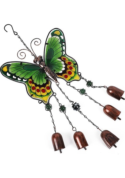 Büyük kelebek demir cam boyalı rüzgar çanları metal tüp çan zanaat süsleri yeşil (Yurt Dışından) indirimleri