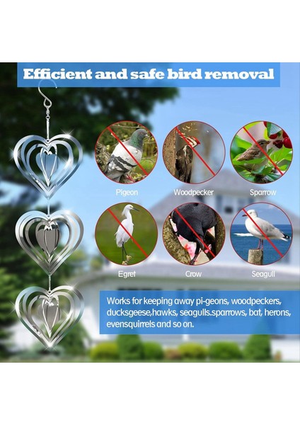 3pcs Kalp Kuş Korkutucu Diskler Seti, Çift Taraflı Kuş Reflektörleri, Son Derece Yansıtıcı Rüzgar Iplikçileri Kuş Cihazları Bahçe Dekoru (Yurt Dışından) fırsatları