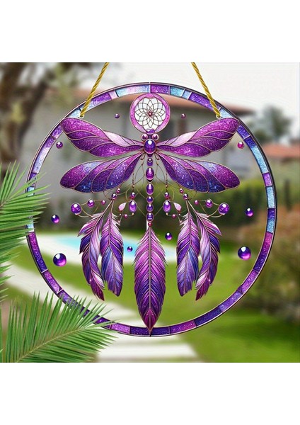 Dragonflys Dreamcatchers Kolye Yuvarlak Renkli Kolye Akrilik Kolye Halat (Yurt Dışından) modelleri