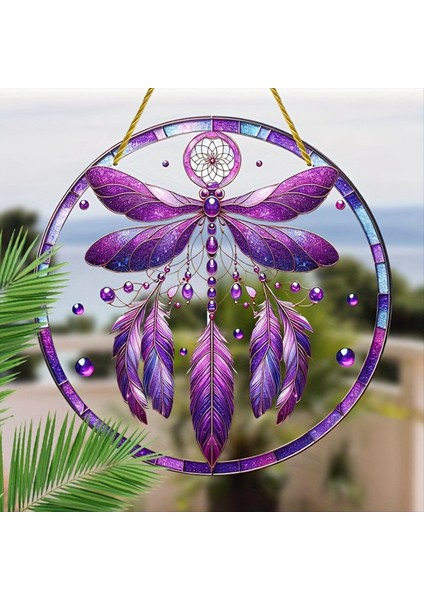 Dragonflys Dreamcatchers Kolye Yuvarlak Renkli Kolye Akrilik Kolye Halat (Yurt Dışından) fırsatları