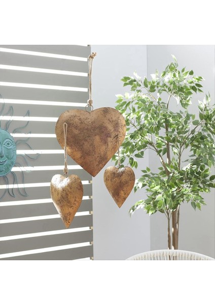 3D Metal Kalp Şeklindeki Dekoratif Çan, Asılı Halat Yaşlı Pirinç Metal Çan (Yurt Dışından) fırsatları