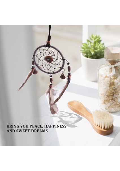 Araba Boncuklu Doğal Tüyleri ve El Yapımı Mini Rüya Yakalayıcı (Yurt Dışından) modelleri