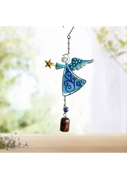 Metal Angel Rüzgar Zil Asma Dekorasyon Süsleme Çanları Kanat Melek Bell Dekoratif Asma Çan Mavi (Yurt Dışından) fiyatları