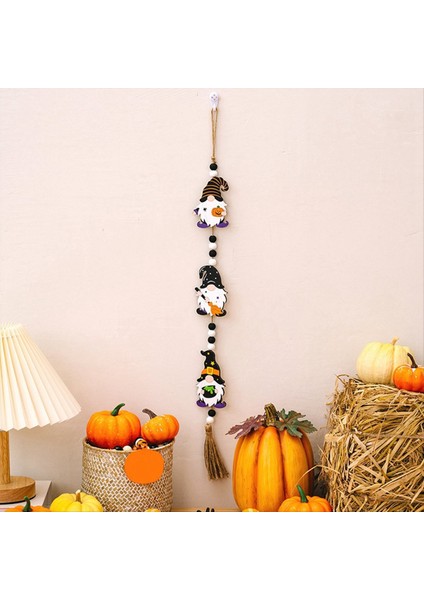 Cadılar Bayramı Ahşap Boncuk Çelenk ile Kabak Yarasa Hayalet-Tassel Rustik Kolye Duvar Asma Çelenk Boncuklu Katmanlı Tepsi Dekor (Yurt Dışından) fiyatları