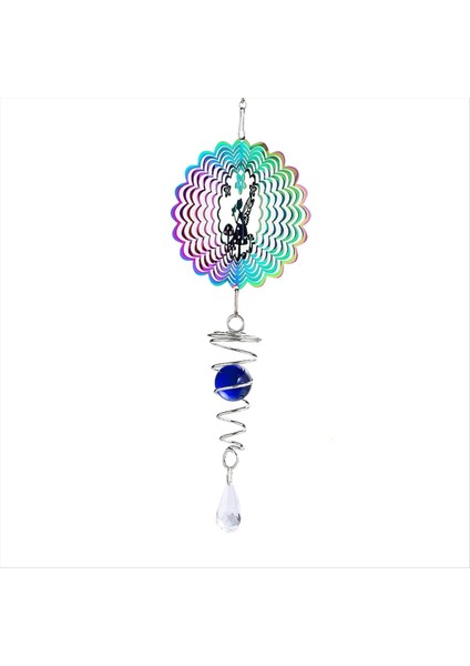 Fairy Kinetik Gradyan Renk Rüzgar Spinner Heykel 3D Rüzgar Çanları Güneş Yakalayıcı Bakan Top Spiral Kuyruk Sabitleyici (Yurt Dışından)
