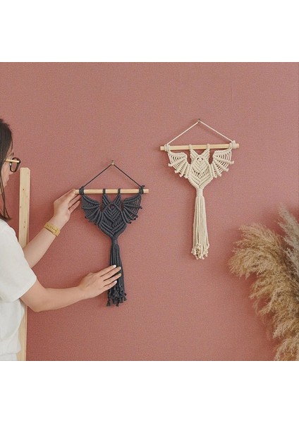 Asılı Goblen Macrame Askı Organizatör Yarasa Şekiş El Dokuma Saksı Ekran Tutucu Duvar Çizim Net Cep, Bej A (Yurt Dışından) modelleri