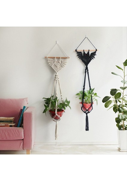 Asılı Goblen Macrame Askı Organizatör Yarasa Şekiş El Dokuma Saksı Ekran Tutucu Duvar Çizim Net Cep, Bej A (Yurt Dışından) fırsatları
