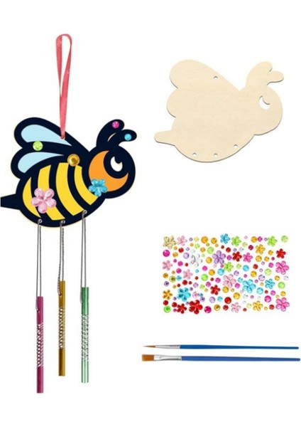 Çocuk Rüzgar Zil Süsleri Dıy Boyalı Doğum Günü Partisi Sanat Aktivitesi Dekorasyon Kolye, Arı Seti (Yurt Dışından)