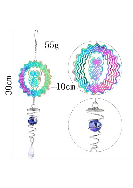 Fairy Kinetik Gradyan Renk Rüzgar Spinner Heykel 3D Rüzgar Çanları Güneş Yakalayıcı Bakan Top Spiral Kuyruk Sabitleyici (Yurt Dışından) fırsatları