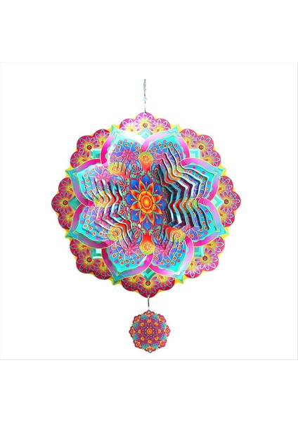 Mandala Rüzgar Spinner Metal 3D Dönen Windchimes Lüks Sanat Bahçesi Dış Mekan Dekorasyon Mor Rüzgar Spinners (Yurt Dışından)