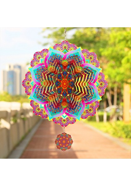 Mandala Rüzgar Spinner Metal 3D Dönen Windchimes Lüks Sanat Bahçesi Dış Mekan Dekorasyon Mor Rüzgar Spinners (Yurt Dışından) modelleri