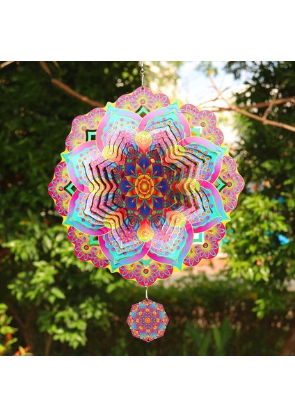 Mandala Rüzgar Spinner Metal 3D Dönen Windchimes Lüks Sanat Bahçesi Dış Mekan Dekorasyon Mor Rüzgar Spinners (Yurt Dışından) fırsatları