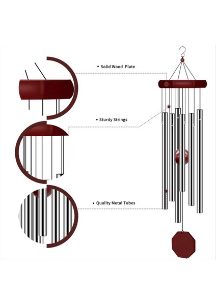 2 Paket Pgzsimemorial Rüzgar Çanları Açık Hava Büyük Derin Ton, Zarif Sempati Rüzgar-Chime ile Kişiselleştirilmiş 6 Ayarlanmış Tüp (Yurt Dışından) indirimleri